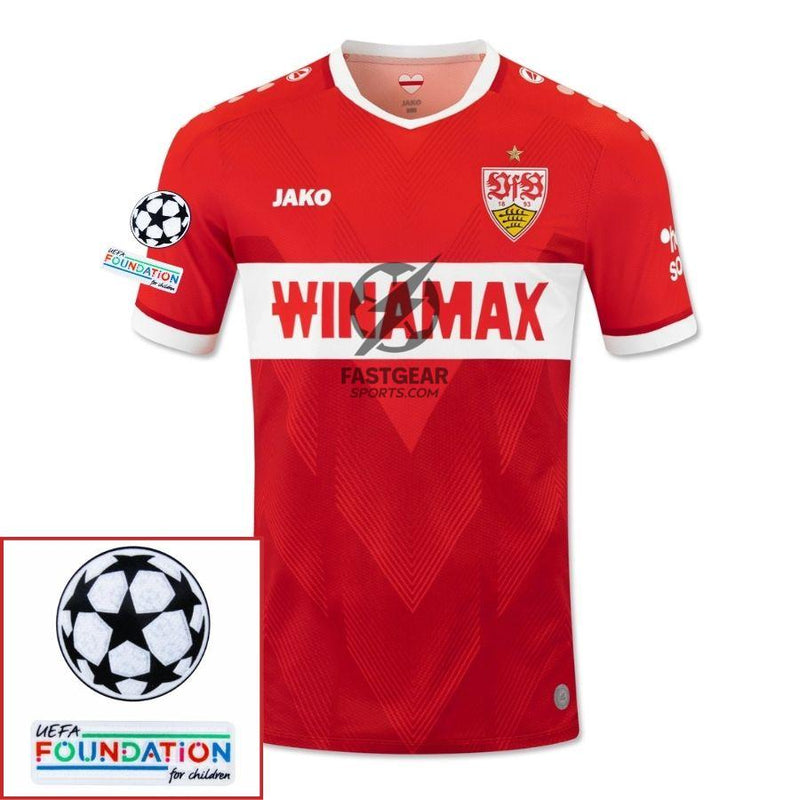 VfB Stuttgart Away Fan Jersey 2024/25 Patches UCL UEFA Foundation (Official Printing)