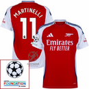Arsenal Martinelli 11 Home Fan Jersey 2024/25 Patches UCL UEFA Foundation (Official Printing)