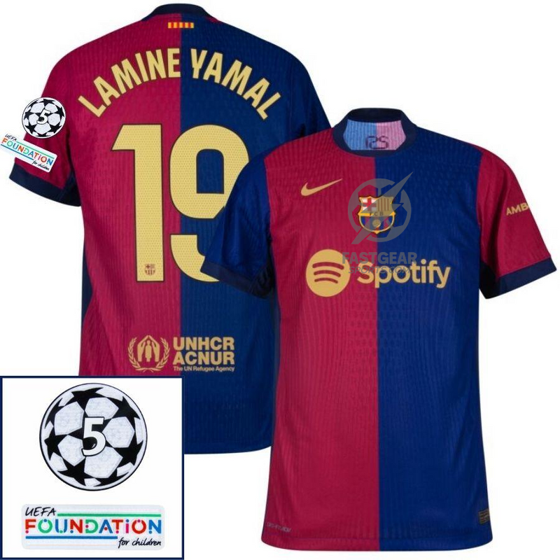 Barcelona Home 2024/25 Patches UCL UEFA Foundation (Official Printing)