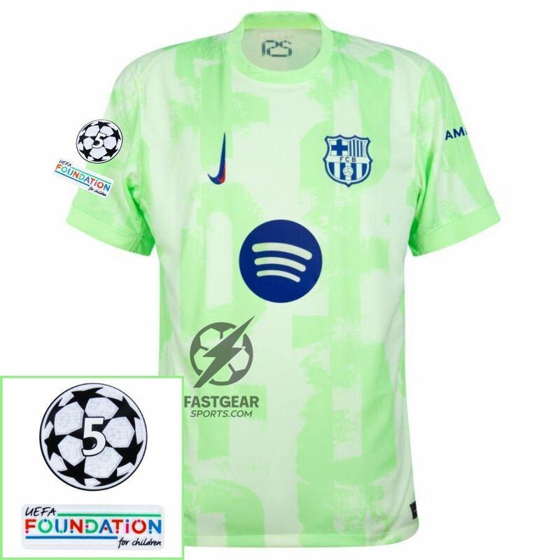 Barcelona Third 2024/25 Patches UCL UEFA Foundation (Official Printing)