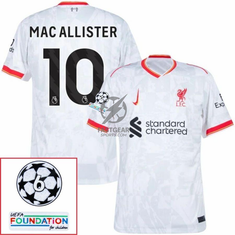 Liverpool Mac Allister 10 Away 2024/25 Patches UCL UEFA Foundation (Official Printing)