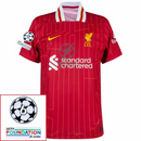 Liverpool Mohamed Salah 11 Home 2024/25 Patches UCL UEFA Foundation (Official Printing)
