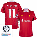 Liverpool Mohamed Salah 11 Home Fan Jersey 2024/25 Patches UCL UEFA Foundation (Official Printing)