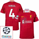 Liverpool Virgil 4 Home 2024/25 Patches UCL UEFA Foundation (Official Printing)