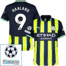 Manchester City Haaland 9 Away 2024/25 Patches UCL UEFA Foundation (Official Printing)