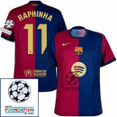 Barcelona Raphinha 11 Home 2024/25 Patches UCL UEFA Foundation (Official Printing)
