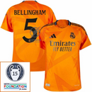 Real Madrid Bellingham 5 Away Fan Jersey 2024/25 Patches UCL UEFA Foundation (Official Printing)