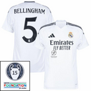 Real Madrid Bellingham 5 Home Fan Jersey 2024/25 Patches UCL UEFA Foundation (Official Printing)