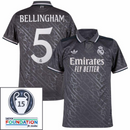 Real Madrid Bellingham 5 Third Fan Jersey 2024/25 Patches UCL UEFA Foundation (Official Printing)