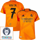 Real Madrid Vini JR. 7 Away Fan Jersey 2024/25 Patches UCL UEFA Foundation (Official Printing)
