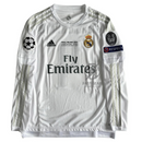 Retro Real Madrid 2015/16 Home Long Sleeve Final Milano 2016 Patches UCL 10 UEFA Respect