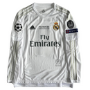 Retro Real Madrid 2015/16 Home Long Sleeve Final Milano 2016 Patches UCL 10 UEFA Respect