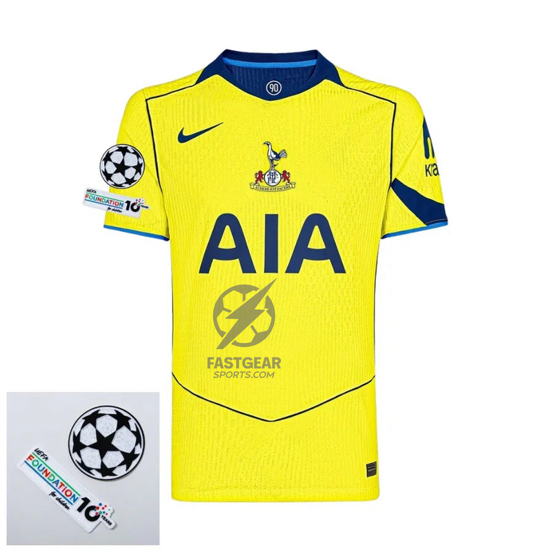Tottenham Third Fan Jersey 2025/26 Patches UCL + 10th Anniversary UEFA.