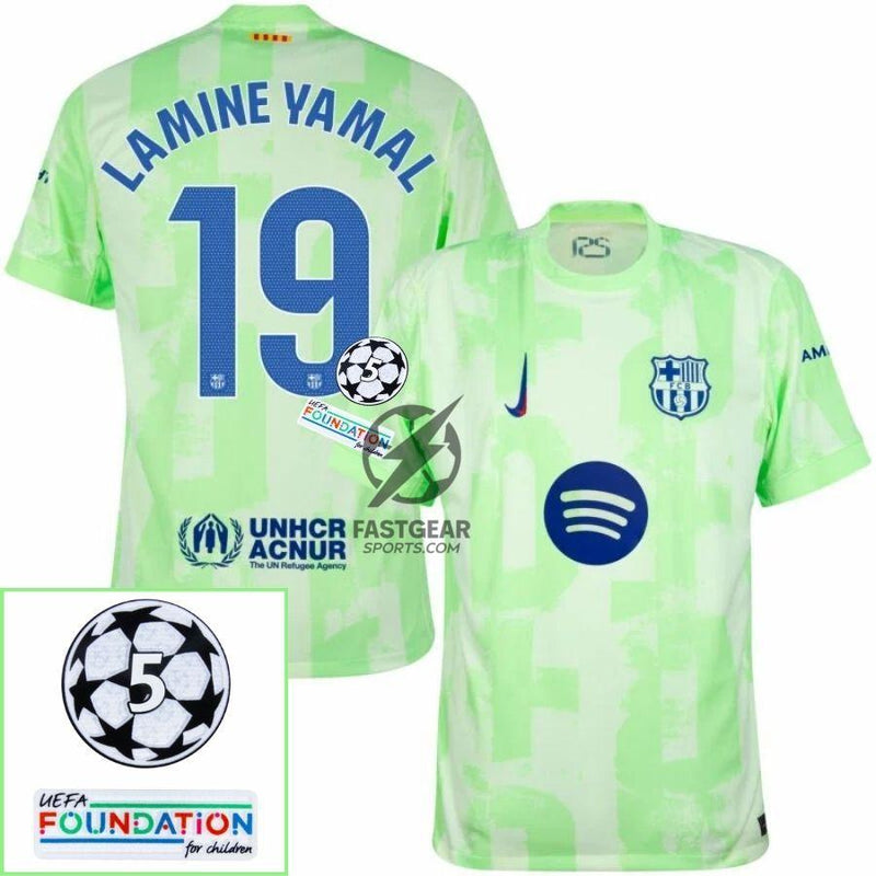 Barcelona Lamine Yamal 19 Third 2024/25 Patches UCL UEFA Foundation (Official Printing)