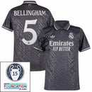 Real Madrid Bellingham 5 Third Fan Jersey 2024/25 Patches UCL UEFA Foundation (Official Printing)