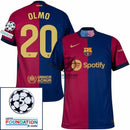 Barcelona Olmo 20 Home 2024/25 Patches UCL UEFA Foundation (Official Printing)