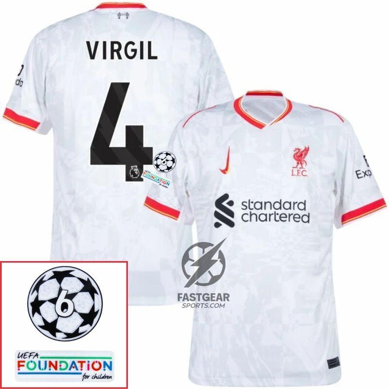 Liverpool Virgil 4 Away 2024/25 Patches UCL UEFA Foundation (Official Printing)