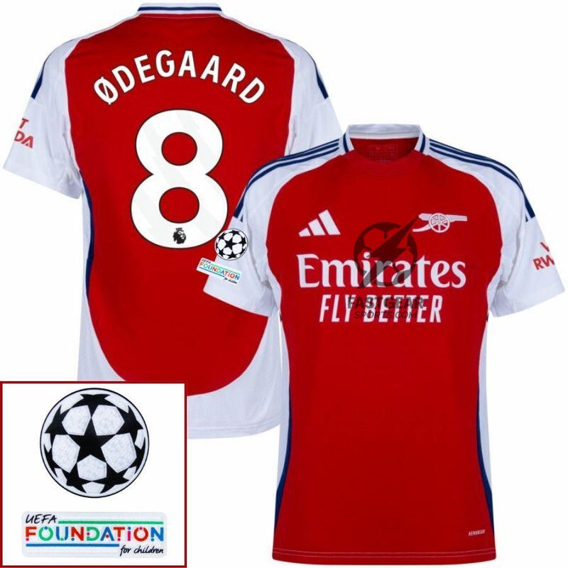 Arsenal Saka 7 Home Fan Jersey 2024/25 Patches UCL UEFA Foundation (Official Printing)