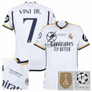 Real Madrid Home Fan Jersey 2023/24 Vini Jr. 7 Patch FIFA WCC Patch UCL UEFA Foundation Patches