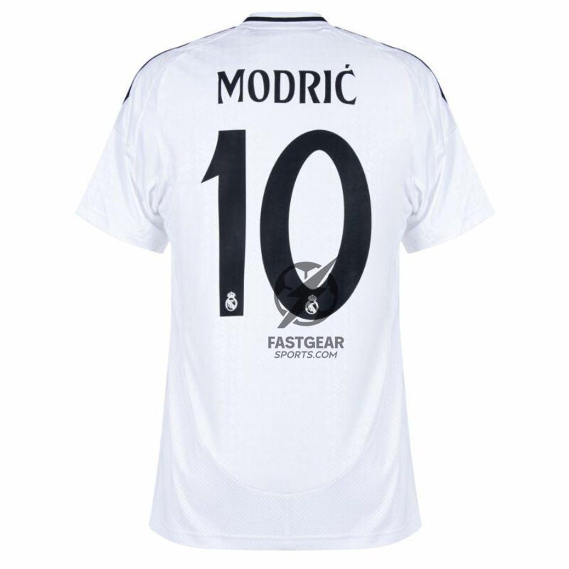 Real Madrid Modric 10 Home Fan Jersey 2024/25 Patches UCL UEFA Foundation (Official Printing)