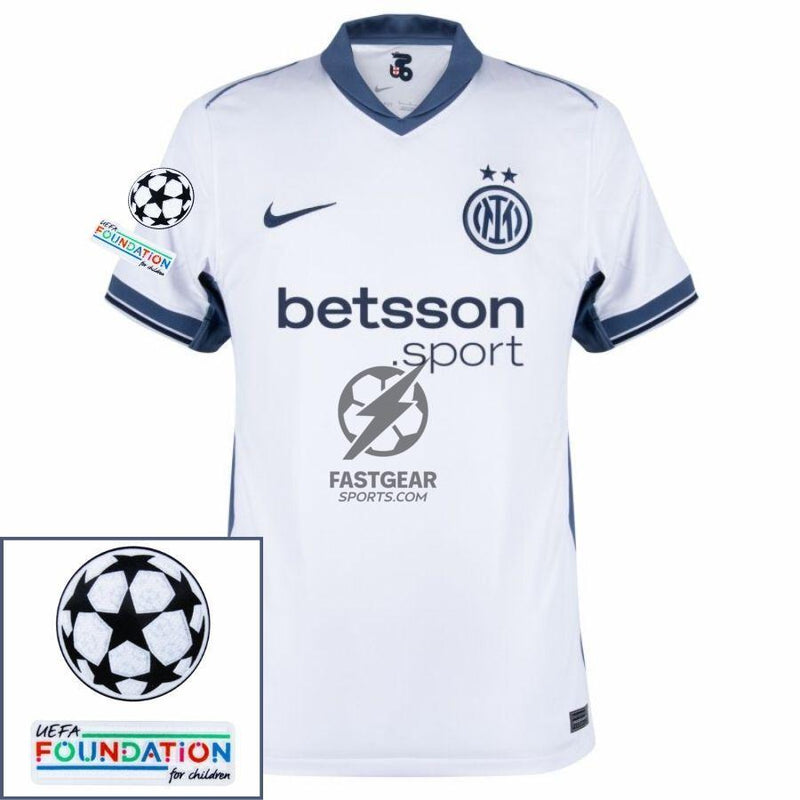 Inter Milan Lautaro 10 Away 2024/25 Patches UCL UEFA Foundation (Official Printing)