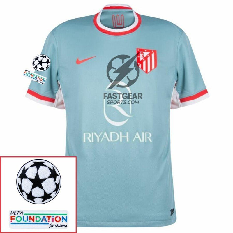 Atlético Madrid Away Fan Jersey 2024/25 Patches UCL UEFA Foundation (Official Printing)