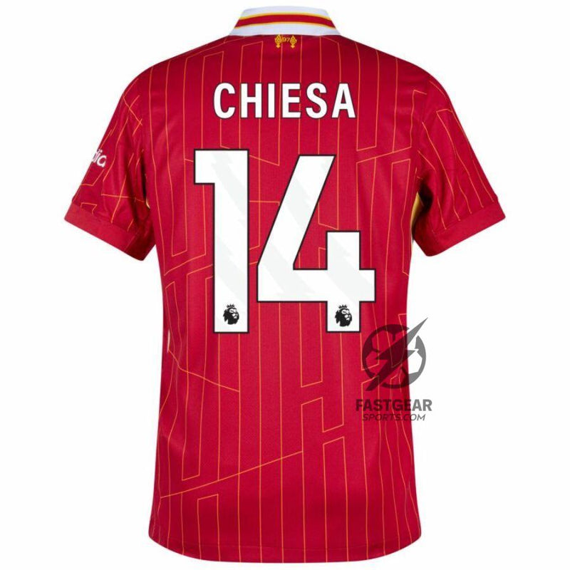 Liverpool Chiesa 14 Home 2024/25 Patches UCL UEFA Foundation (Official Printing)