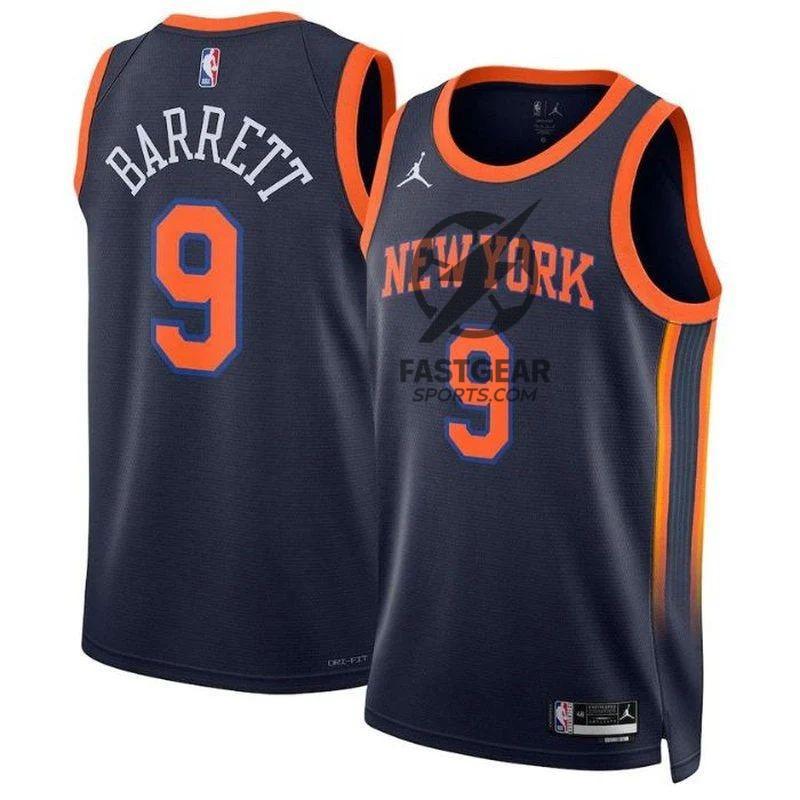 RJ Barrett New York Knicks 2023 NBA Jersey - Statement Edition - Navy