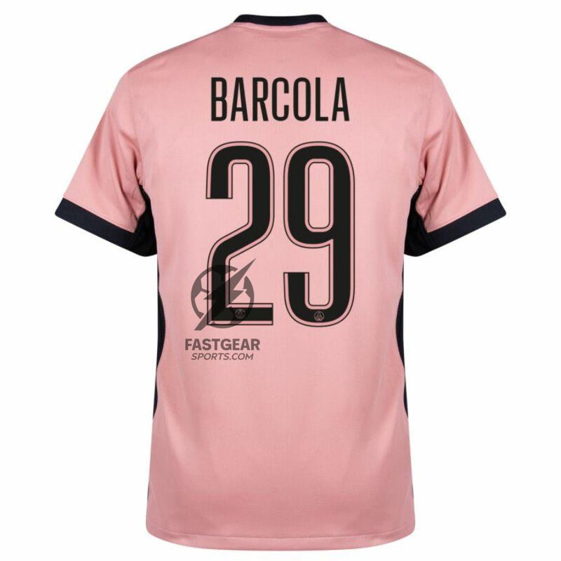 Paris Saint-Germain Barcola 29 Fan Jersey Third Jordan 2023/24 Patches UCL UEFA Foundation (Official Printing)
