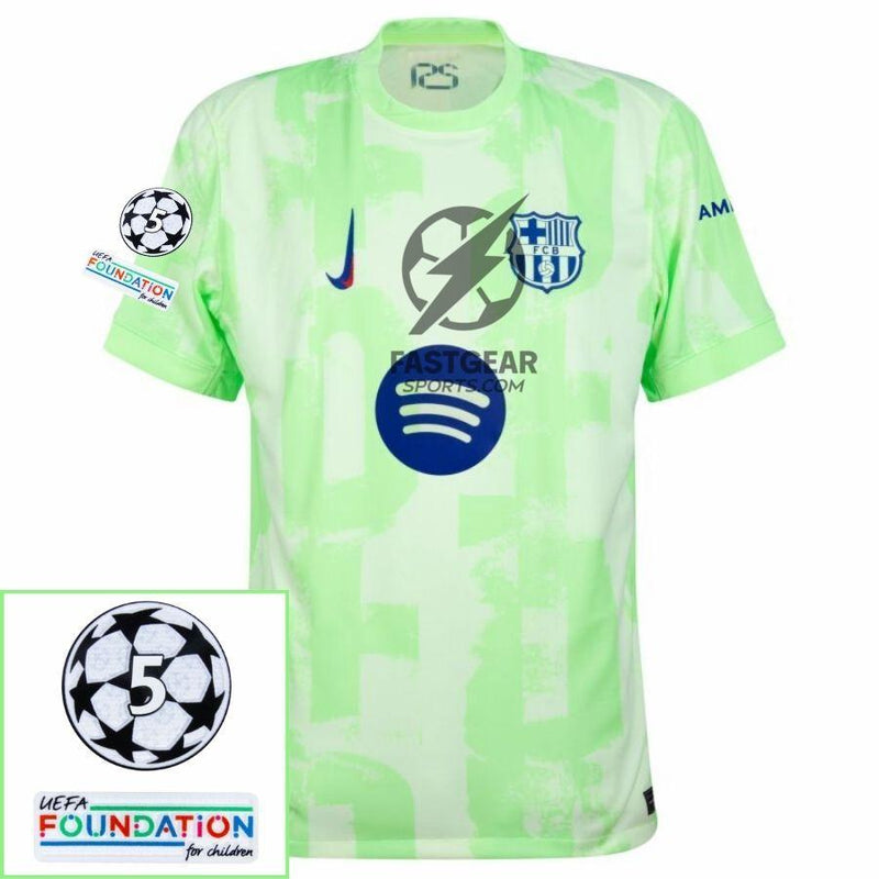 Barcelona Third 2024/25 Patches UCL UEFA Foundation (Official Printing)