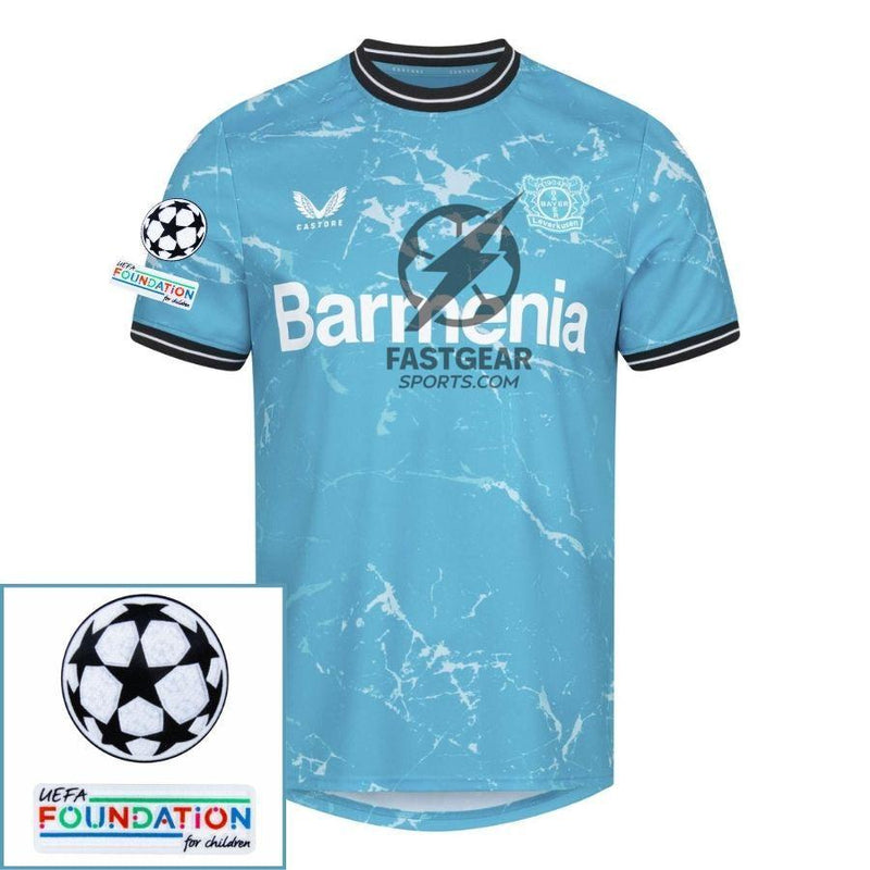 Bayer 04 Leverkusen Third Fan Jersey 2024/25 Patches UCL UEFA Foundation (Official Printing)