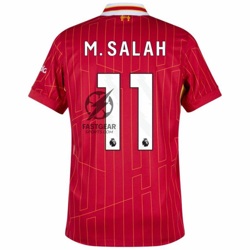 Liverpool Mohamed Salah 11 Home Fan Jersey 2024/25 Patches UCL UEFA Foundation (Official Printing)