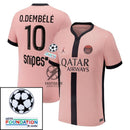 Paris Saint-Germain O.DEMBELE 10 Fan Jersey Third Jordan 2023/24 Patches UCL UEFA Foundation (Official Printing)