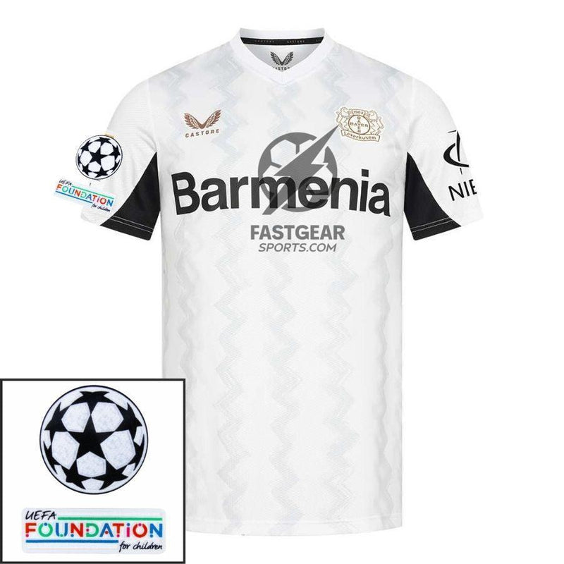 Bayer 04 Leverkusen Away Fan Jersey 2024/25 Patches UCL UEFA Foundation (Official Printing)