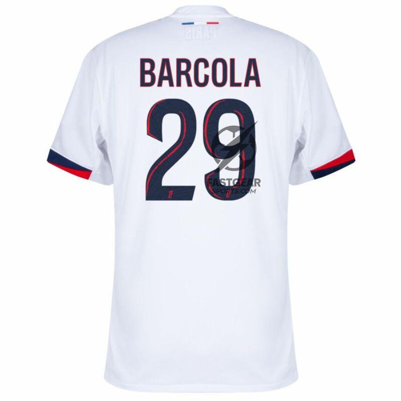 Paris Saint-Germain Barcola 29 Fan Jersey Away 2024/25 Patches UCL UEFA Foundation (Official Printing)