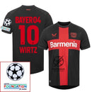 Bayer 04 Leverkusen Wirtz 10 Home Fan Jersey 2023/24 Patches UCL UEFA Foundation (Official Printing)