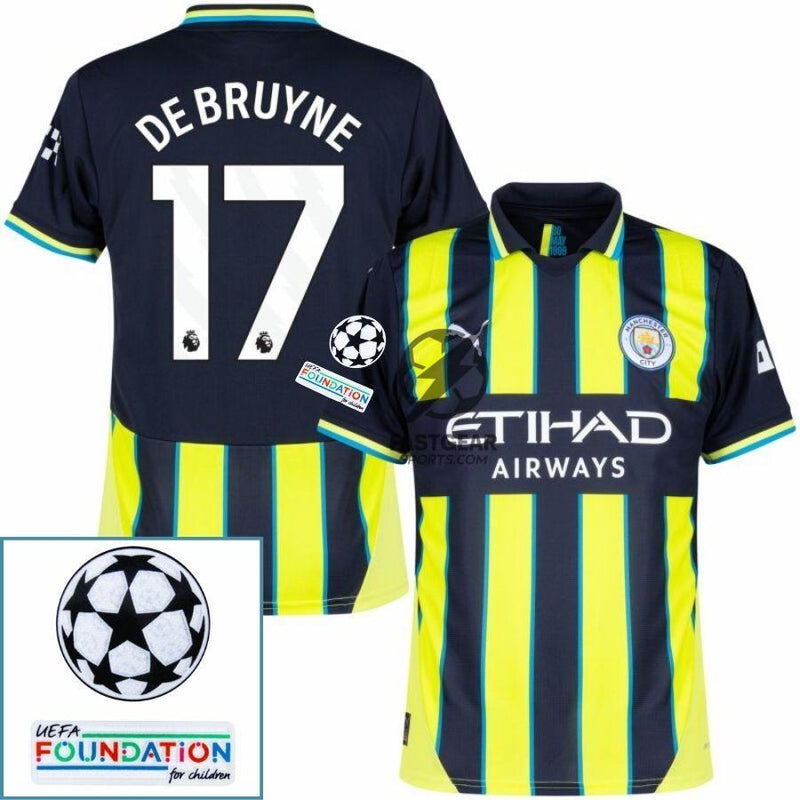 Manchester City Away 2024/25 Patches UCL UEFA Foundation (Official Printing)