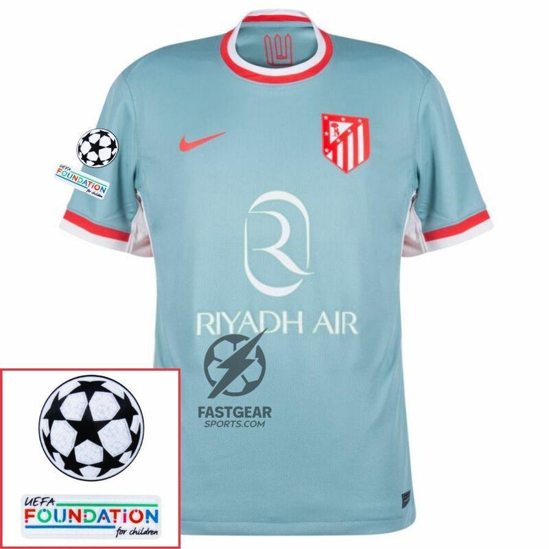 Atlético Madrid Julián Alvarez 19 Away Fan Jersey 2024/25 Patches UCL UEFA Foundation (Official Printing)