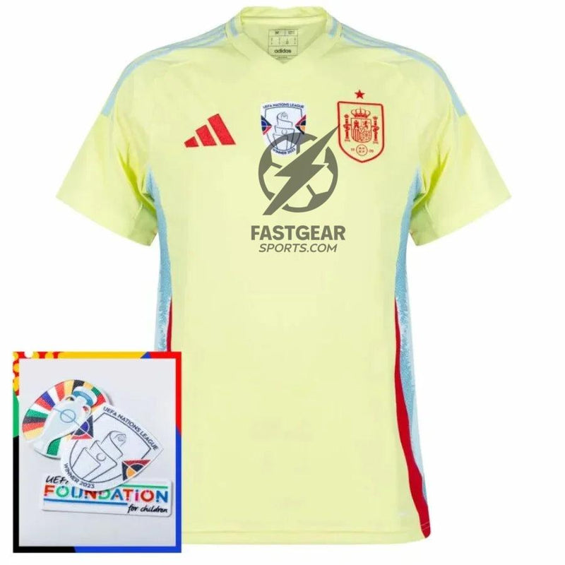 Spain Away Fan Jersey 2025/26 Euro 2024 & Foundation Tournament Patches (Official Printing)