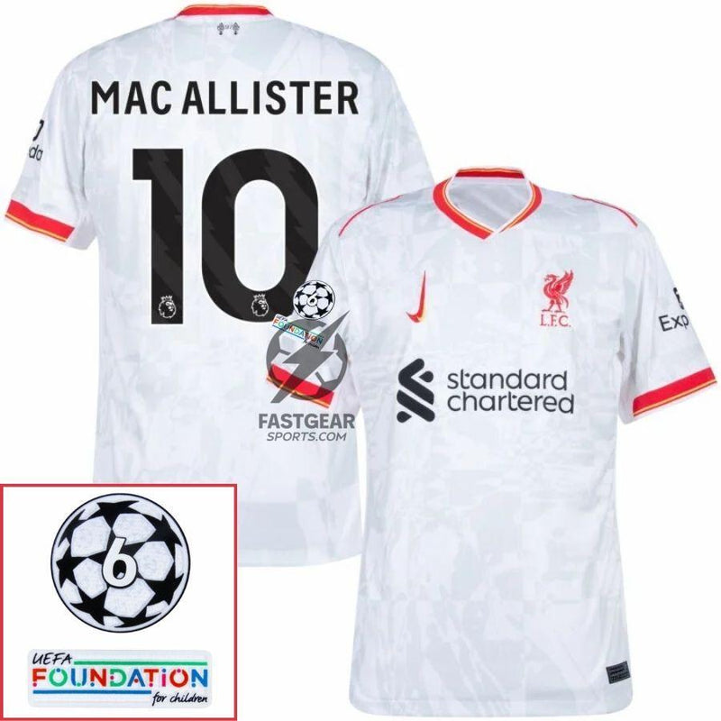 Liverpool Mac Allister 10 Away 2024/25 Patches UCL UEFA Foundation (Official Printing)