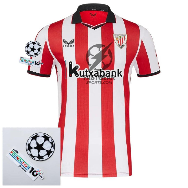 Athletic Club Home Fan Jersey 2025/26 Patches UCL + 10th Anniversary UEFA Foundation