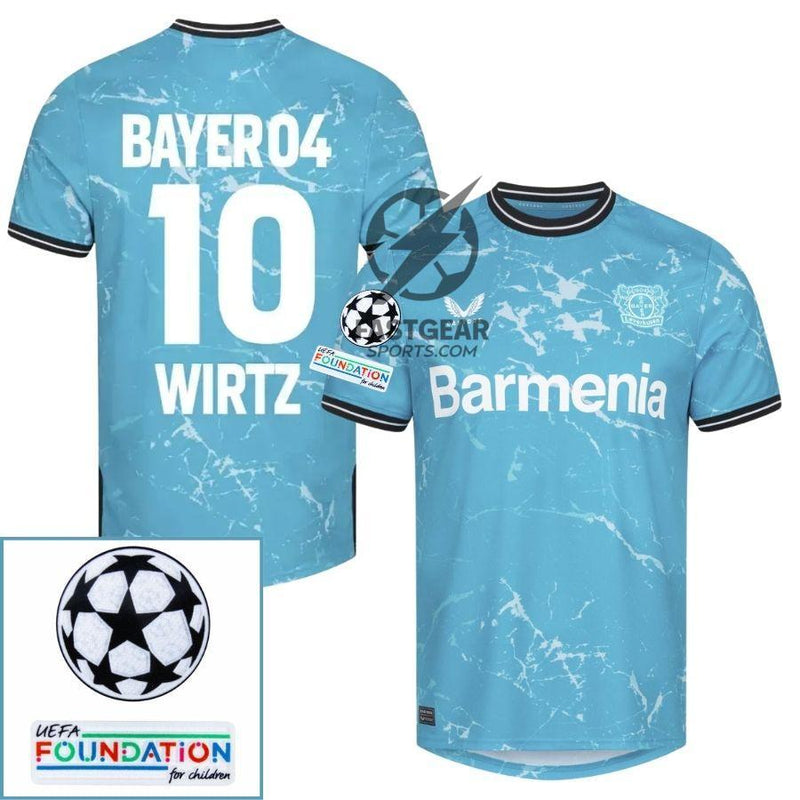 Bayer 04 Leverkusen Wirtz 10 Third Fan Jersey 2024/25 Patches UCL UEFA Foundation (Official Printing)