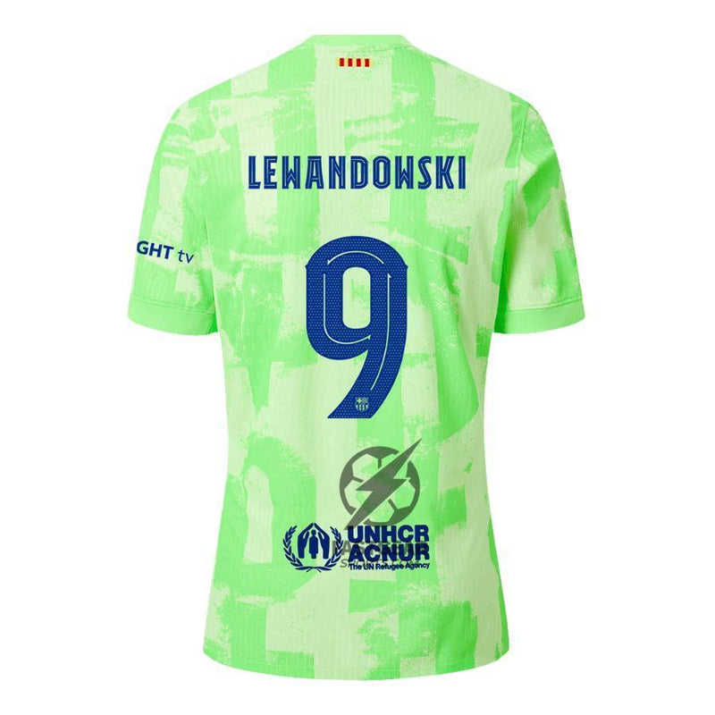 Barcelona Lewandowski 9 Third 2024/25 Patches UCL UEFA Foundation (Official Printing)