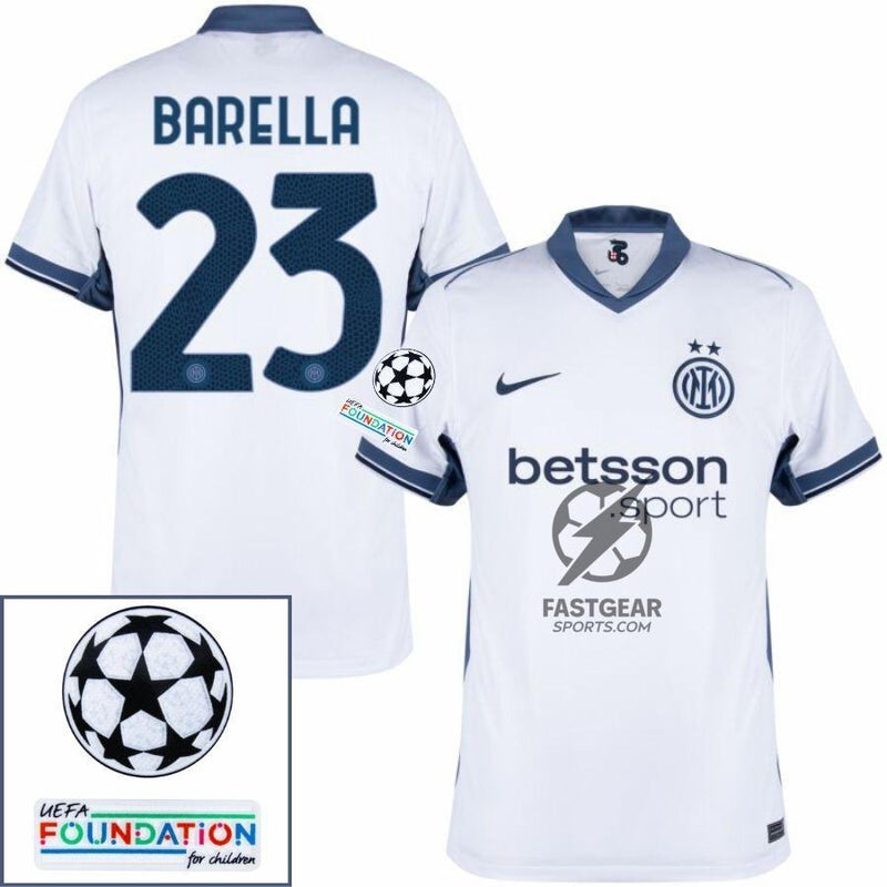 Inter Milan Barella 23 Away 2024/25 Patches UCL UEFA Foundation (Official Printing)