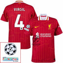 Liverpool Virgil 4 Home 2024/25 Patches UCL UEFA Foundation (Official Printing)