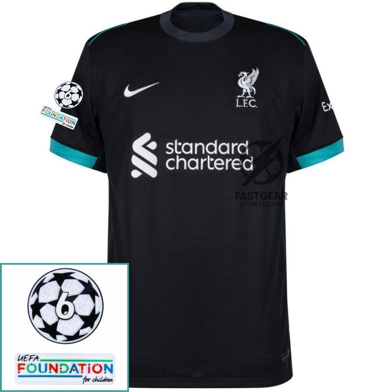Liverpool Away 2024/25 Patches UCL UEFA Foundation (Official Printing)