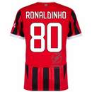 AC Milan Ronaldinho 80 Home Fan Jersey 2024/25 Patches UCL UEFA Foundation (Official Printing)