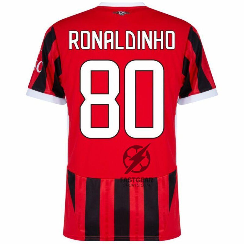 AC Milan Home Fan Jersey 2024/25 Patches UCL UEFA Foundation (Official Printing)