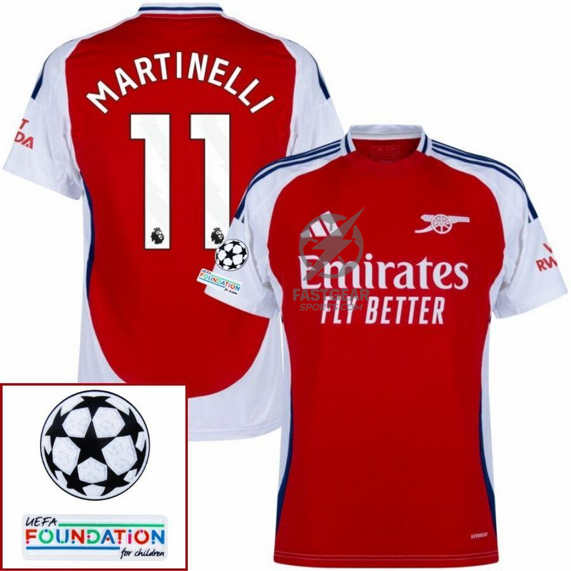 Arsenal Home Fan Jersey 2024/25 Patches UCL UEFA Foundation (Official Printing)