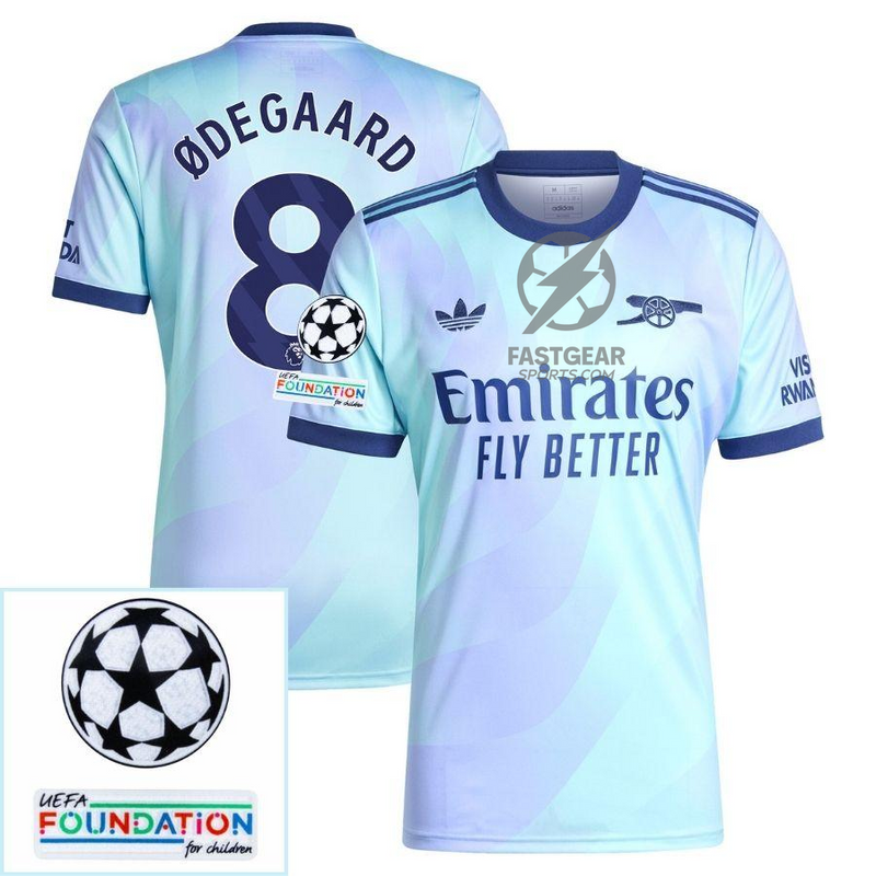 Arsenal Third Fan Jersey 2024/25 Patches UCL UEFA Foundation (Official Printing)